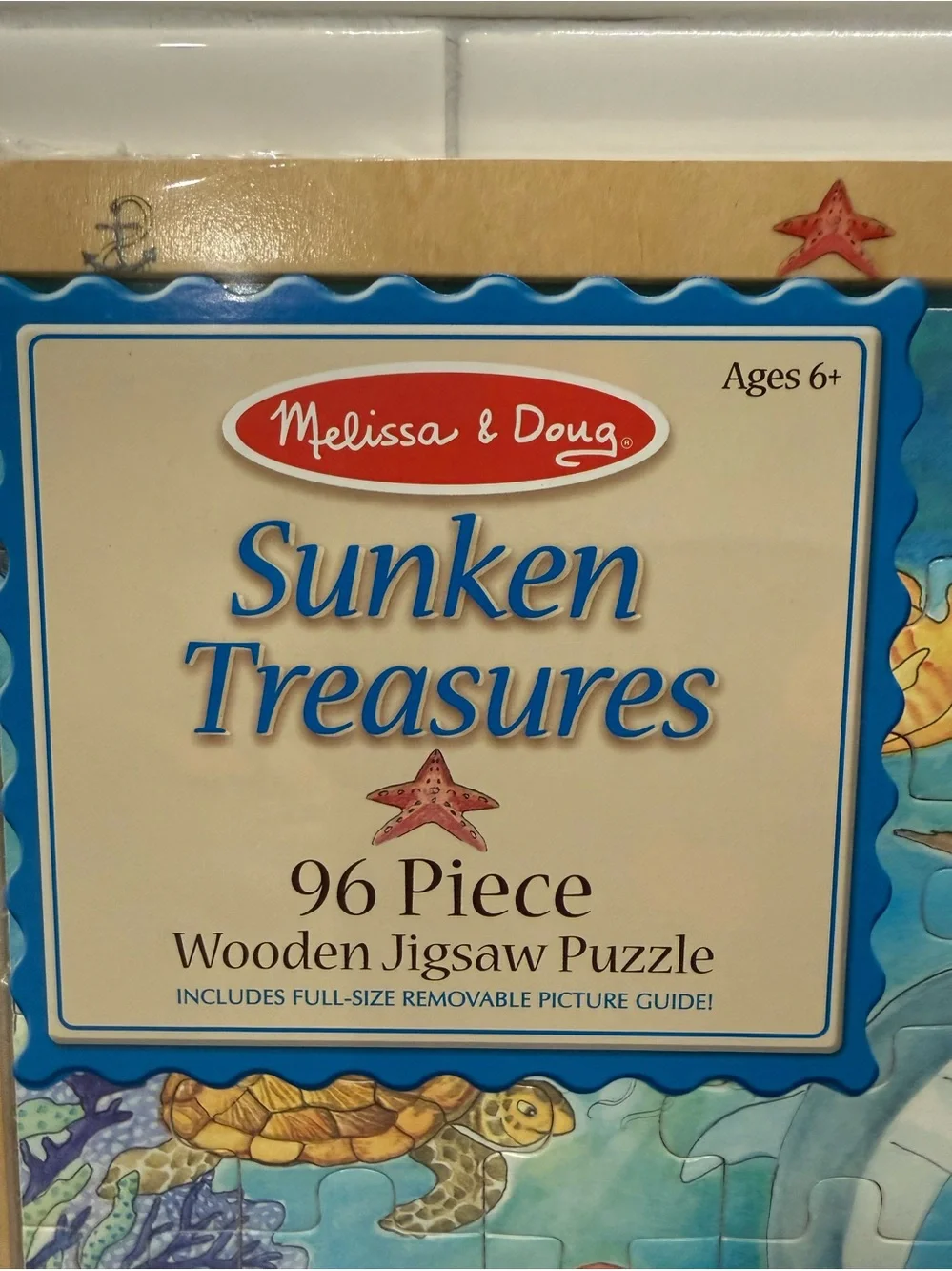 Melissa & Doug Sunken Treasures Wooden Puzzle - Blue and Brown Ocean Scene 96 Pc